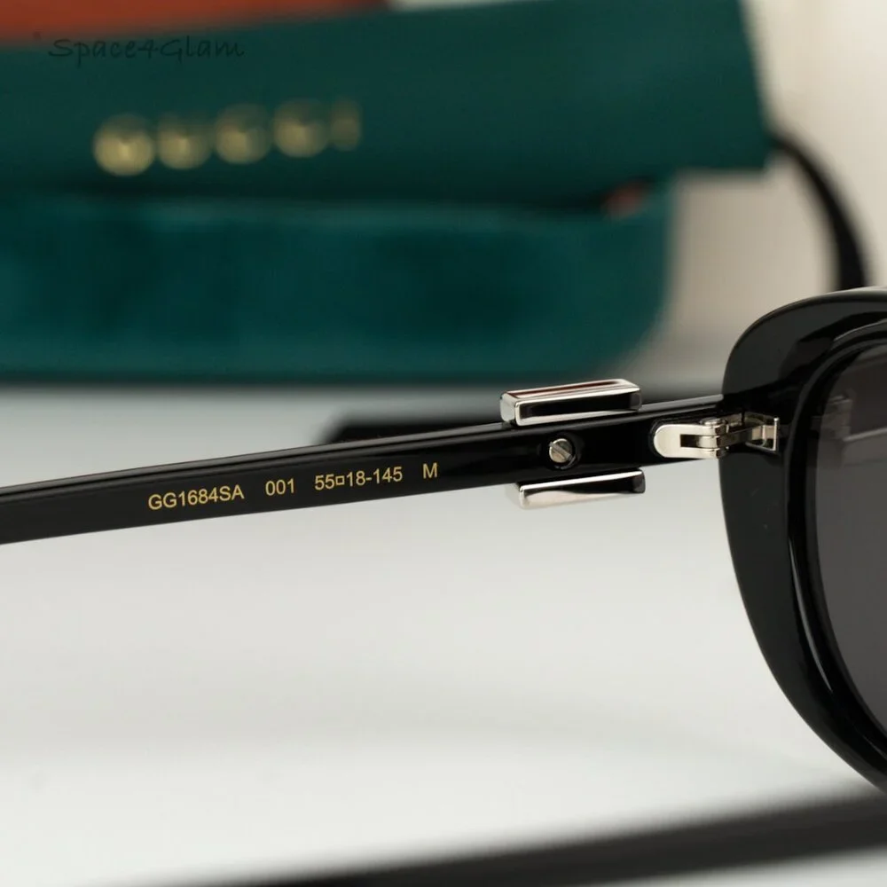 Gucci Men Sunglasses Black Grey Oval GG1684SA 001 BRAND NEW